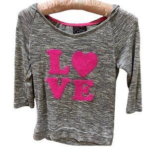 LOVE gray and pink hooded top